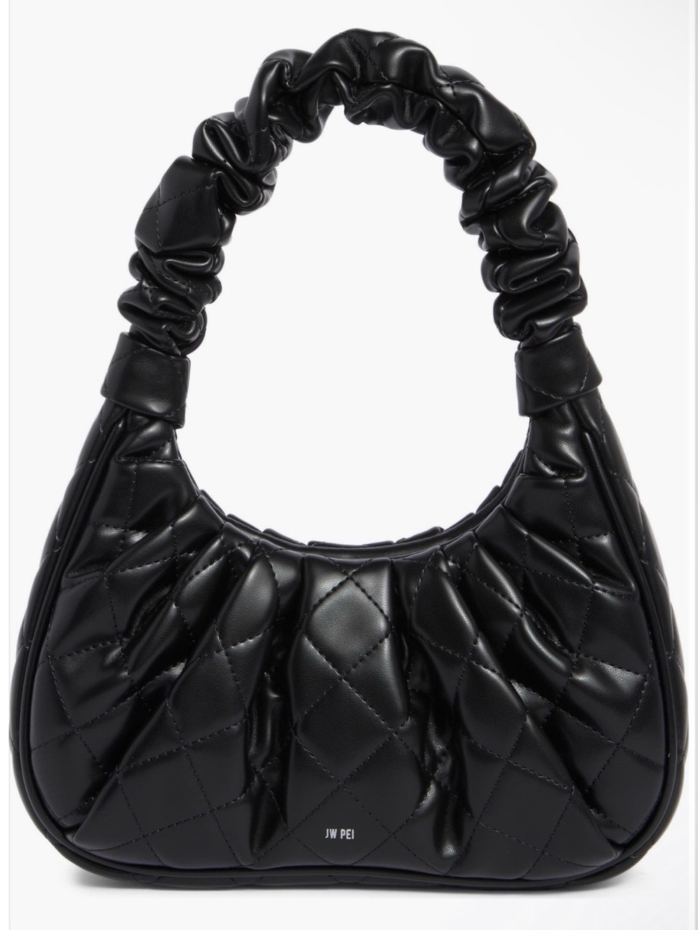 JW PEI Black Quilted Ruched-Handle Hobo Bag like new